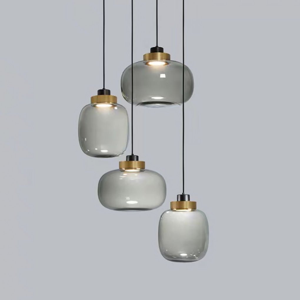 Modern Nordic Glass LED Pendant Light Minimalist Hanging Fixture for Bedroom Bedside and Dining Room