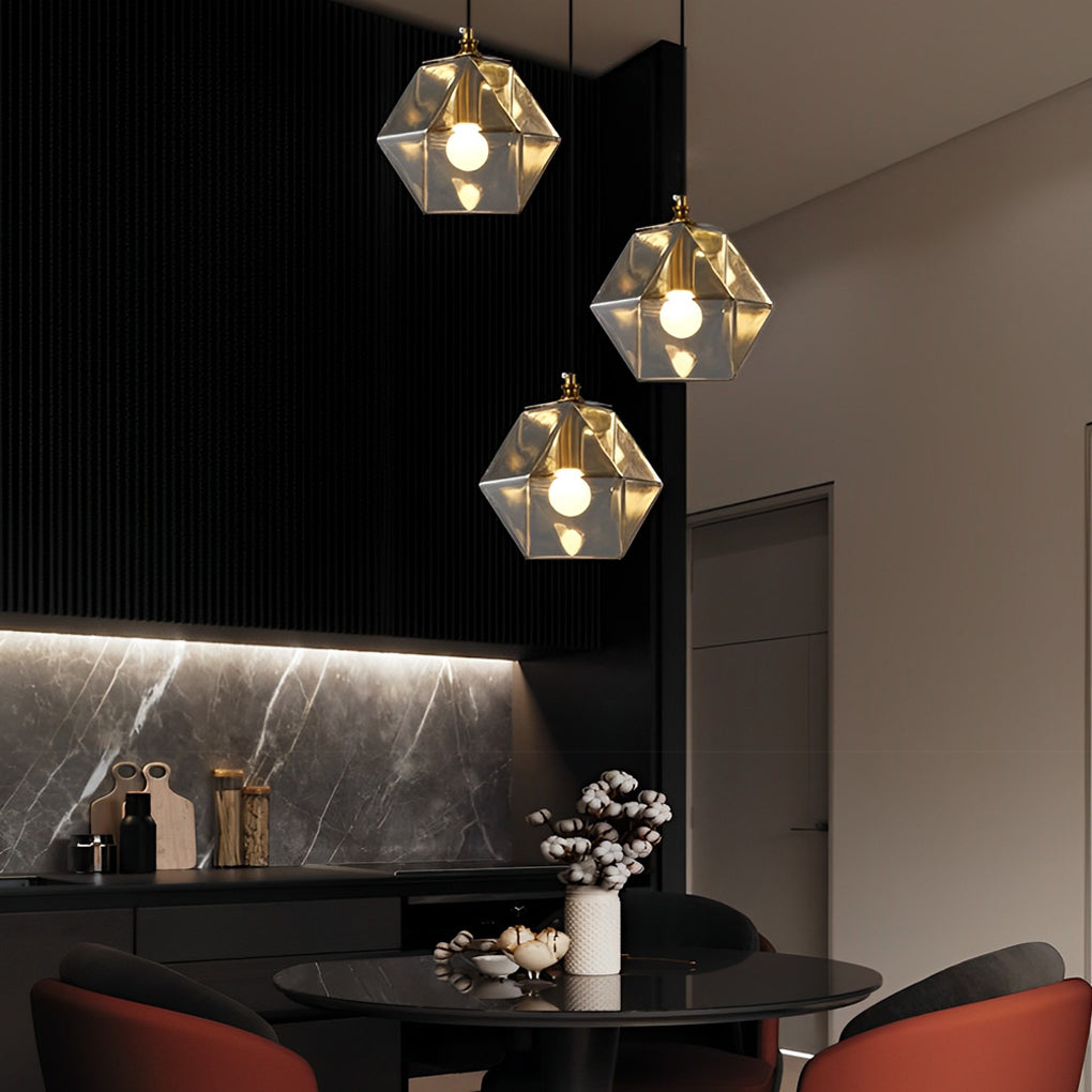 Modern Nordic Glass Pendant Lamp with Iron Metal for Kitchen Island and Bedroom