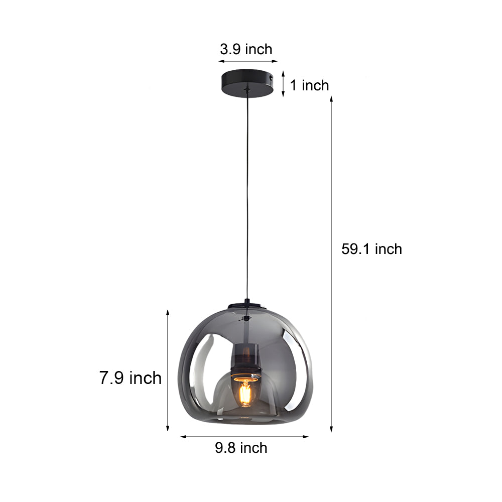 Modern Nordic Glass Pendant Light Fixture in Cognac and Smoke Gray for Living and Dining Rooms