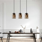 Modern Nordic Glass Pendant Light for Dining Room and Bedroom Elegant Amber Smoke Gray Hanging Ceiling Lamp