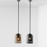 Modern Nordic Glass Pendant Light for Dining Room and Bedroom Elegant Amber Smoke Gray Hanging Ceiling Lamp