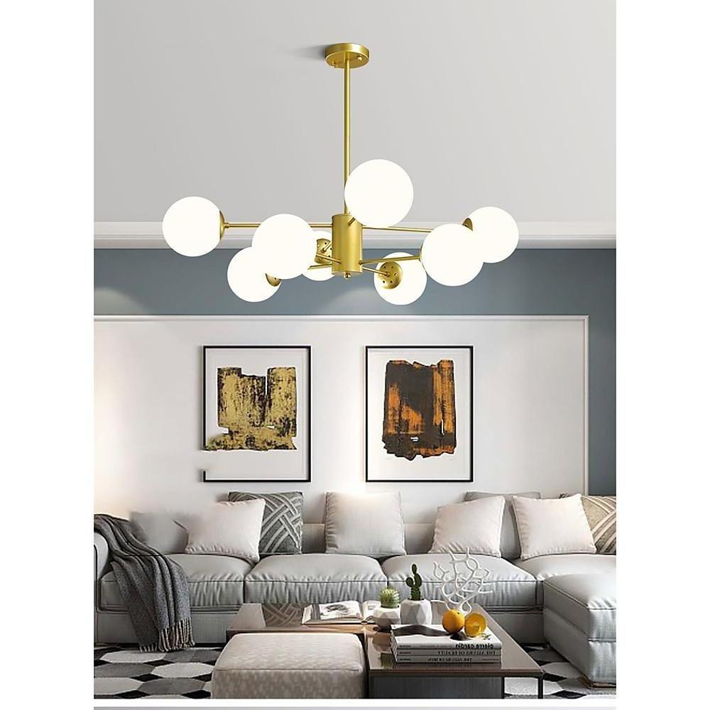 Modern Nordic Globe Cluster Pendant Light Metal and Glass LED Ceiling Fixture for Living Room