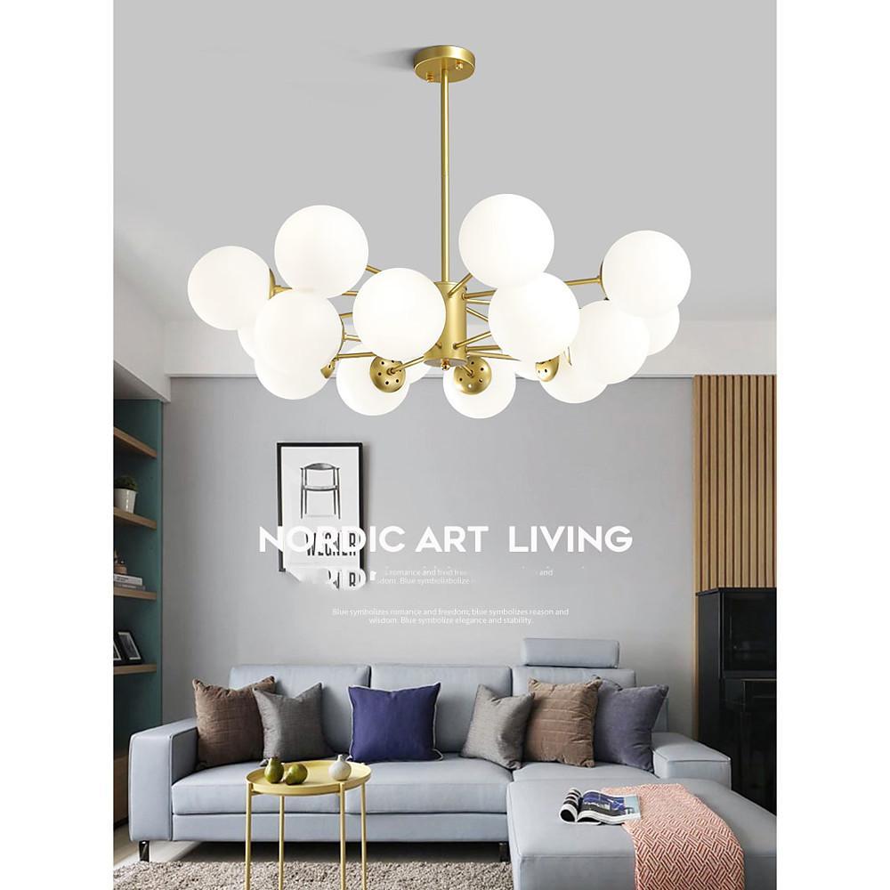Modern Nordic Globe Cluster Pendant Light Metal and Glass LED Ceiling Fixture for Living Room