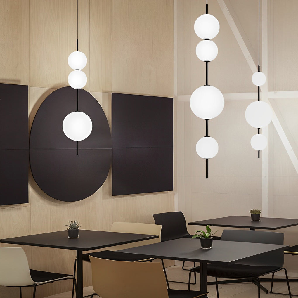 Modern Nordic Gourd White Glass Bubble LED Pendant Lamp Iron Chandelier for Living Room