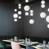 Modern Nordic Gourd White Glass Bubble LED Pendant Lamp Iron Chandelier for Living Room