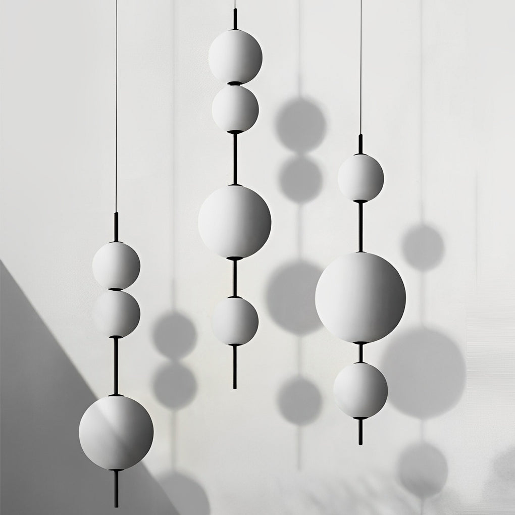 Modern Nordic Gourd White Glass Bubble LED Pendant Lamp Iron Chandelier for Living Room