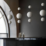 Modern Nordic Gourd White Glass Bubble LED Pendant Lamp Iron Chandelier for Living Room