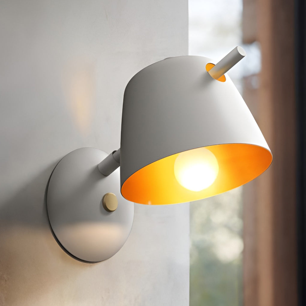 Modern Nordic Hat Style Matte Metal Wall Sconce Lamp for Bedroom and Hallway Lighting