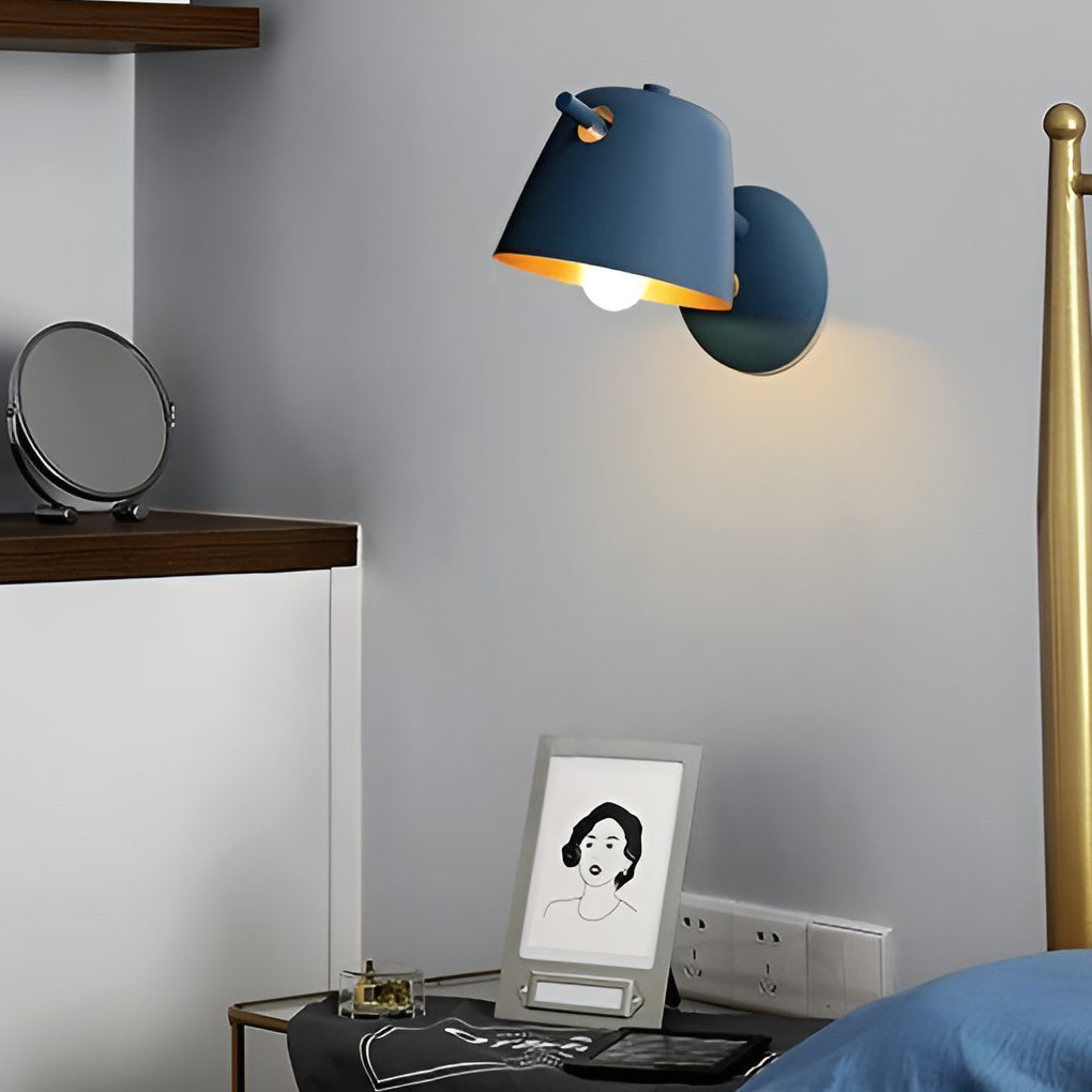 Modern Nordic Hat Style Matte Metal Wall Sconce Lamp for Bedroom and Hallway Lighting