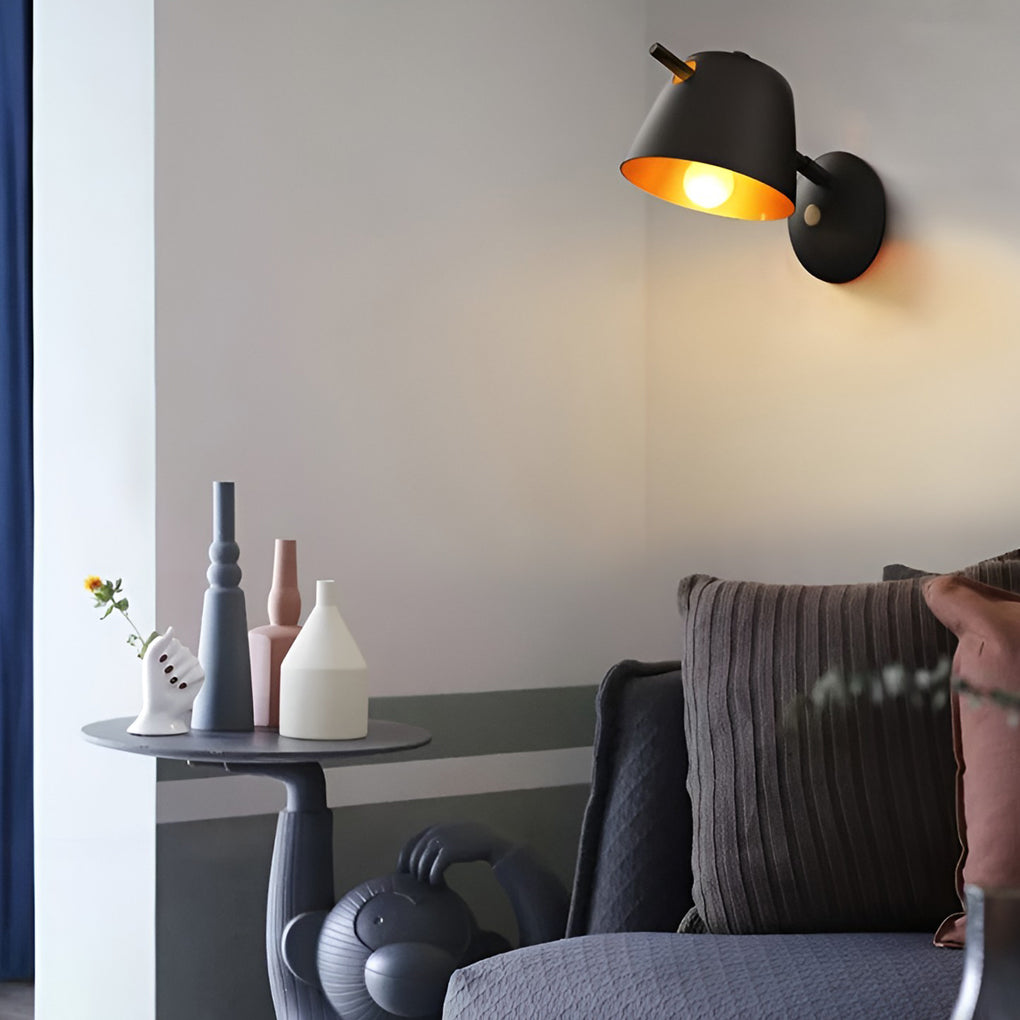 Modern Nordic Hat Style Matte Metal Wall Sconce Lamp for Bedroom and Hallway Lighting