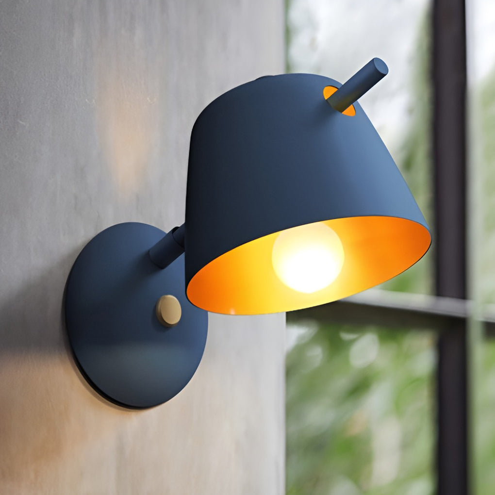 Modern Nordic Hat Style Matte Metal Wall Sconce Lamp for Bedroom and Hallway Lighting
