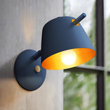 Modern Nordic Hat Style Matte Metal Wall Sconce Lamp for Bedroom and Hallway Lighting