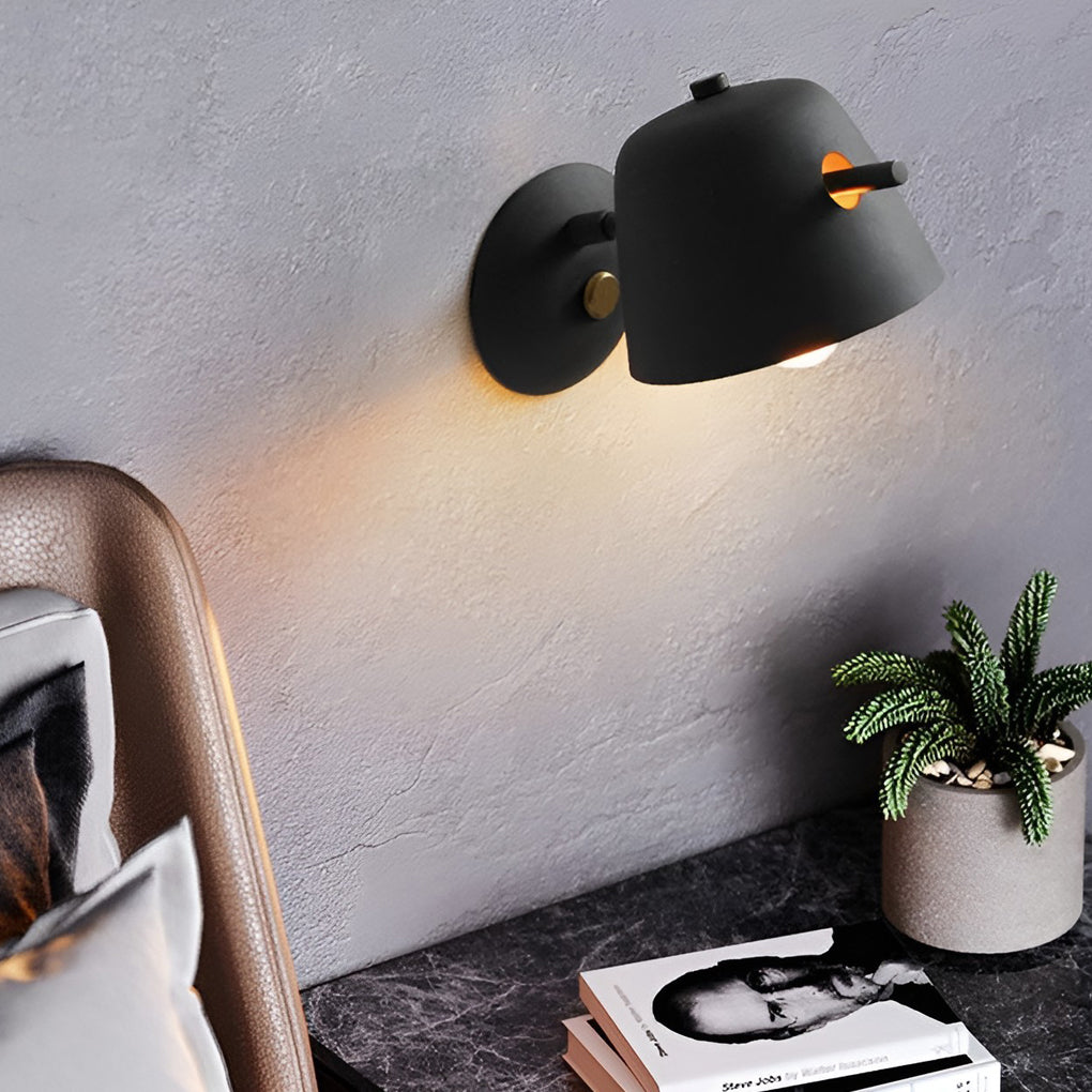 Modern Nordic Hat Style Matte Metal Wall Sconce Lamp for Bedroom and Hallway Lighting