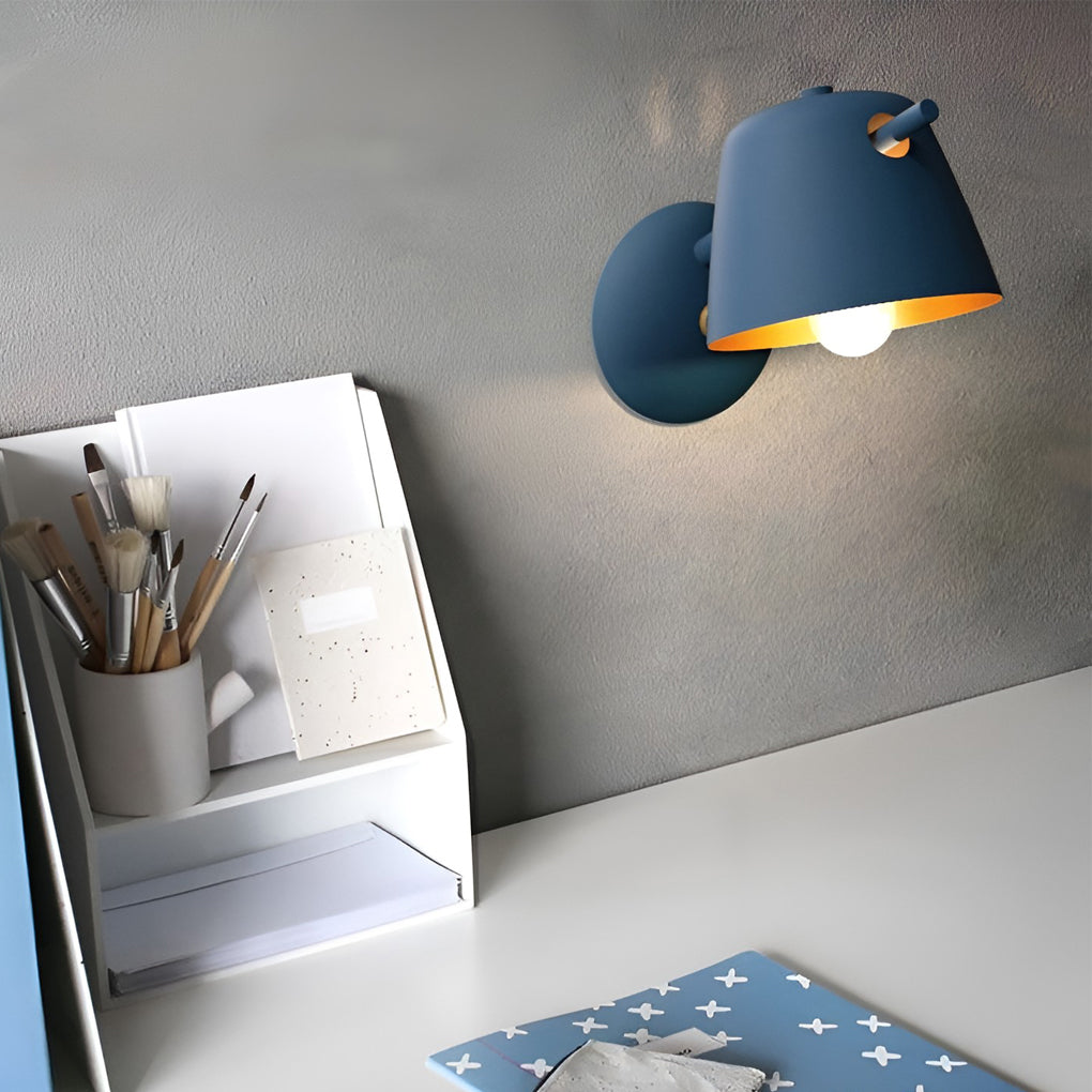 Modern Nordic Hat Style Matte Metal Wall Sconce Lamp for Bedroom and Hallway Lighting