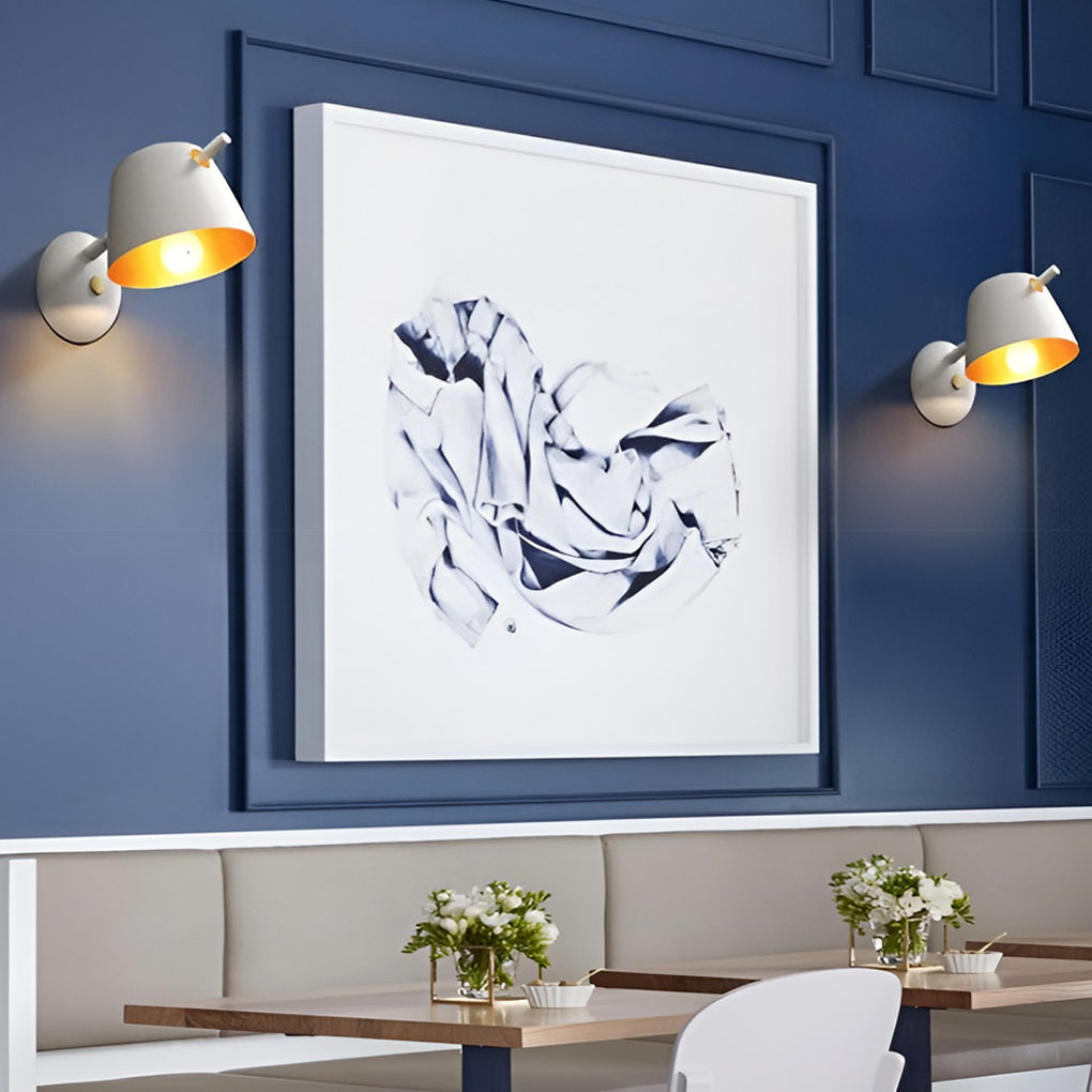 Modern Nordic Hat Style Matte Metal Wall Sconce Lamp for Bedroom and Hallway Lighting