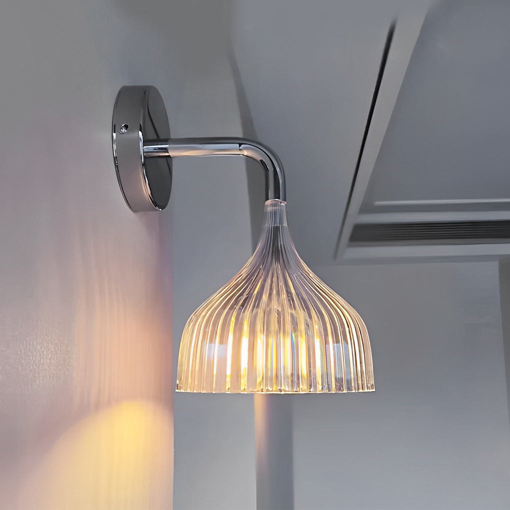 Modern Nordic Iron Wall Sconce with Pleated Lampshade for Bedroom and Corridor Lighting