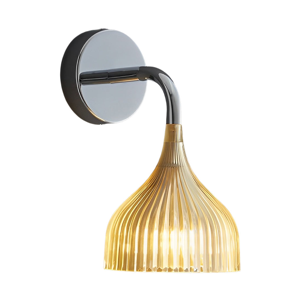 Modern Nordic Iron Wall Sconce with Pleated Lampshade for Bedroom and Corridor Lighting