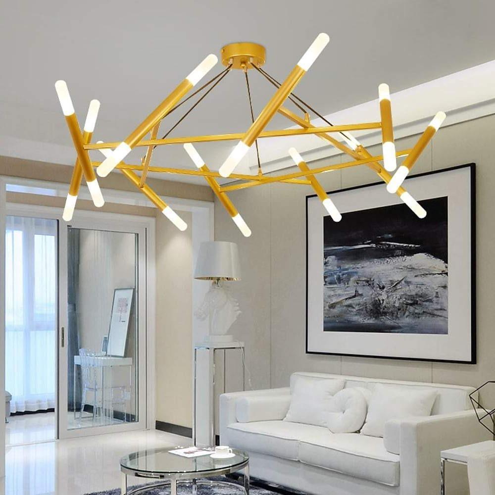 Modern Nordic LED Metal Chandelier 16 Light Industrial Hanging Pendant Lamp for Living Dining Room
