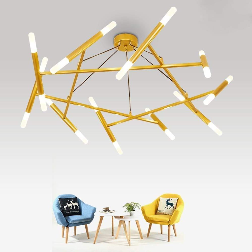 Modern Nordic LED Metal Chandelier 16 Light Industrial Hanging Pendant Lamp for Living Dining Room