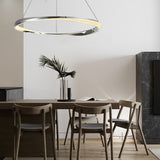 Modern Nordic LED Ring Chandelier Luxury Oval Aluminum Pendant Light with Three Step Dimming
