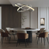 Modern Nordic LED Ring Chandelier Luxury Oval Aluminum Pendant Light with Three Step Dimming