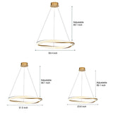 Modern Nordic LED Ring Chandelier Luxury Oval Aluminum Pendant Light with Three Step Dimming