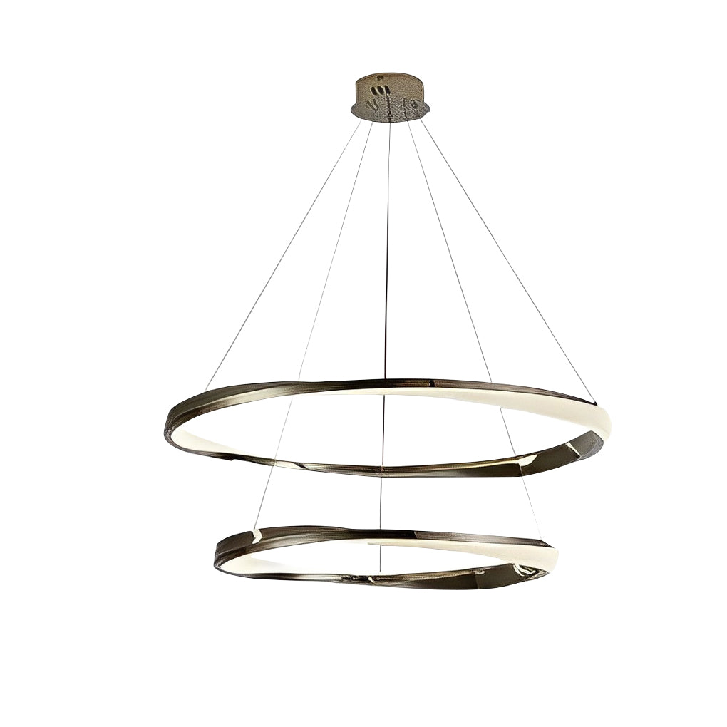 Modern Nordic LED Ring Chandelier Luxury Oval Aluminum Pendant Light with Three Step Dimming