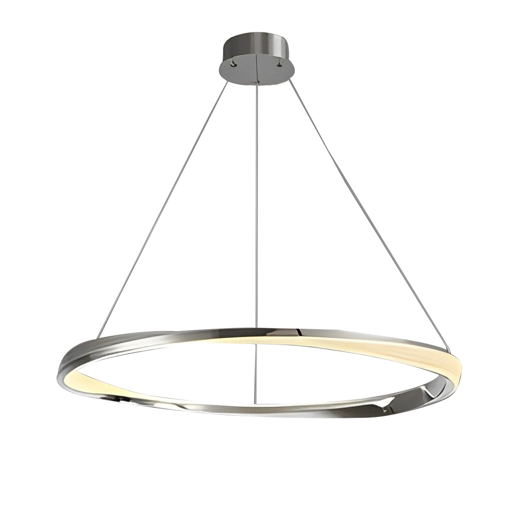Modern Nordic LED Ring Chandelier Luxury Oval Aluminum Pendant Light with Three Step Dimming