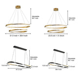 Modern Nordic LED Ring Chandelier Luxury Oval Aluminum Pendant Light with Three Step Dimming