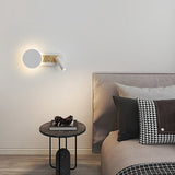 Modern Nordic LED Round Wall Sconce with Dual Switch and Adjustable Reading Spotlight for Bedroom