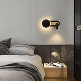 Modern Nordic LED Round Wall Sconce with Dual Switch and Adjustable Reading Spotlight for Bedroom