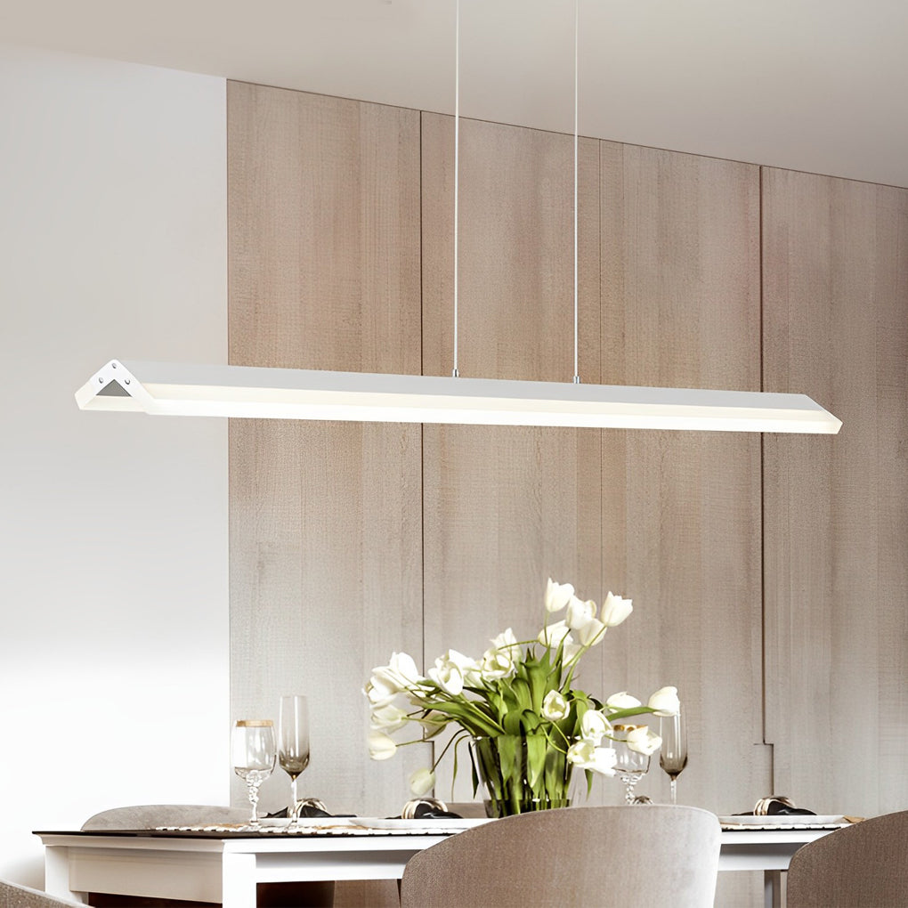 Modern Nordic LED Strip Pendant Light for Dining Room and Office Neutral White Finish