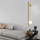 Modern Nordic Long Strip LED Wall Sconce with Three Color Dimming and Adjustable Spotlight