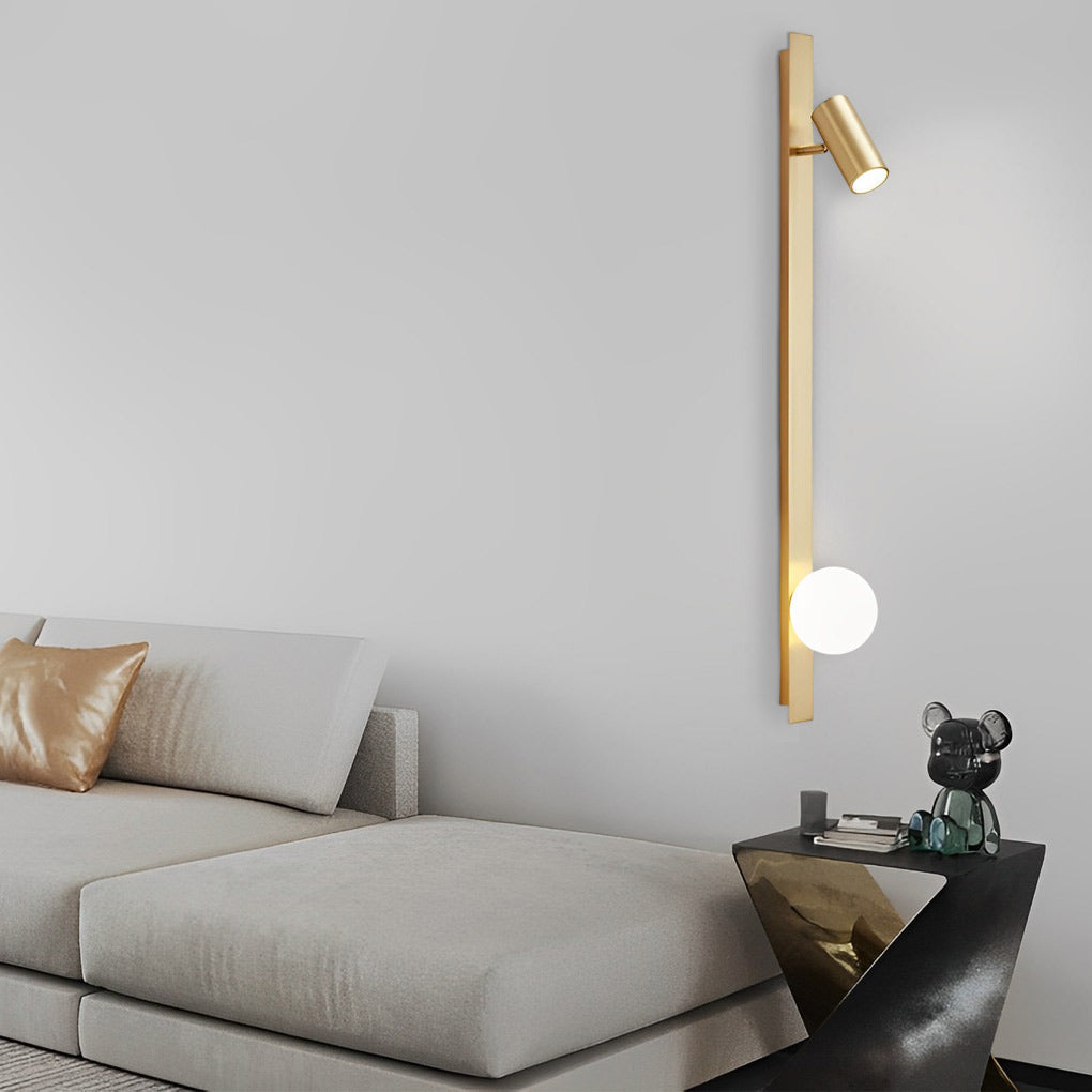 Modern Nordic Long Strip LED Wall Sconce with Three Color Dimming and Adjustable Spotlight