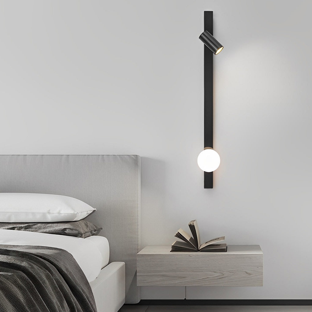 Modern Nordic Long Strip LED Wall Sconce with Three Color Dimming and Adjustable Spotlight