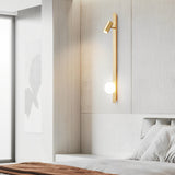 Modern Nordic Long Strip LED Wall Sconce with Three Color Dimming and Adjustable Spotlight