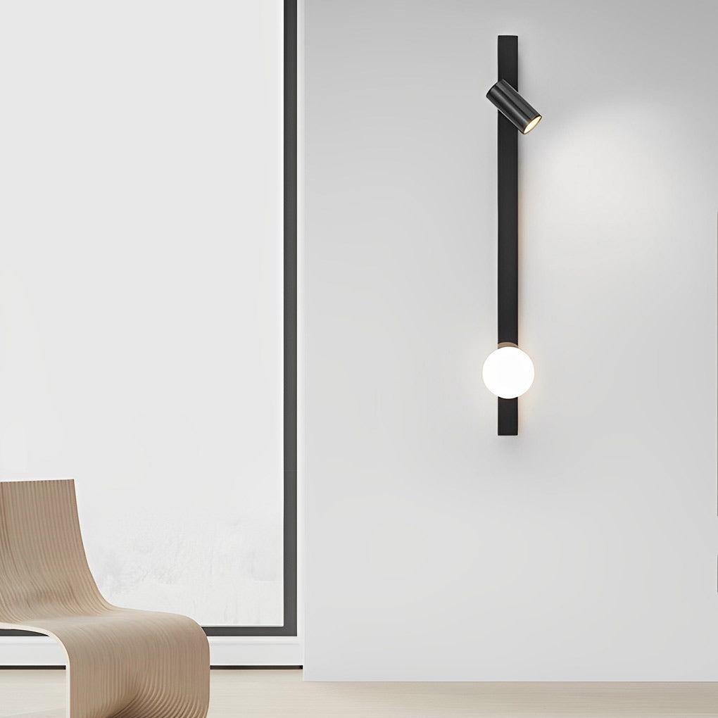 Modern Nordic Long Strip LED Wall Sconce with Three Color Dimming and Adjustable Spotlight