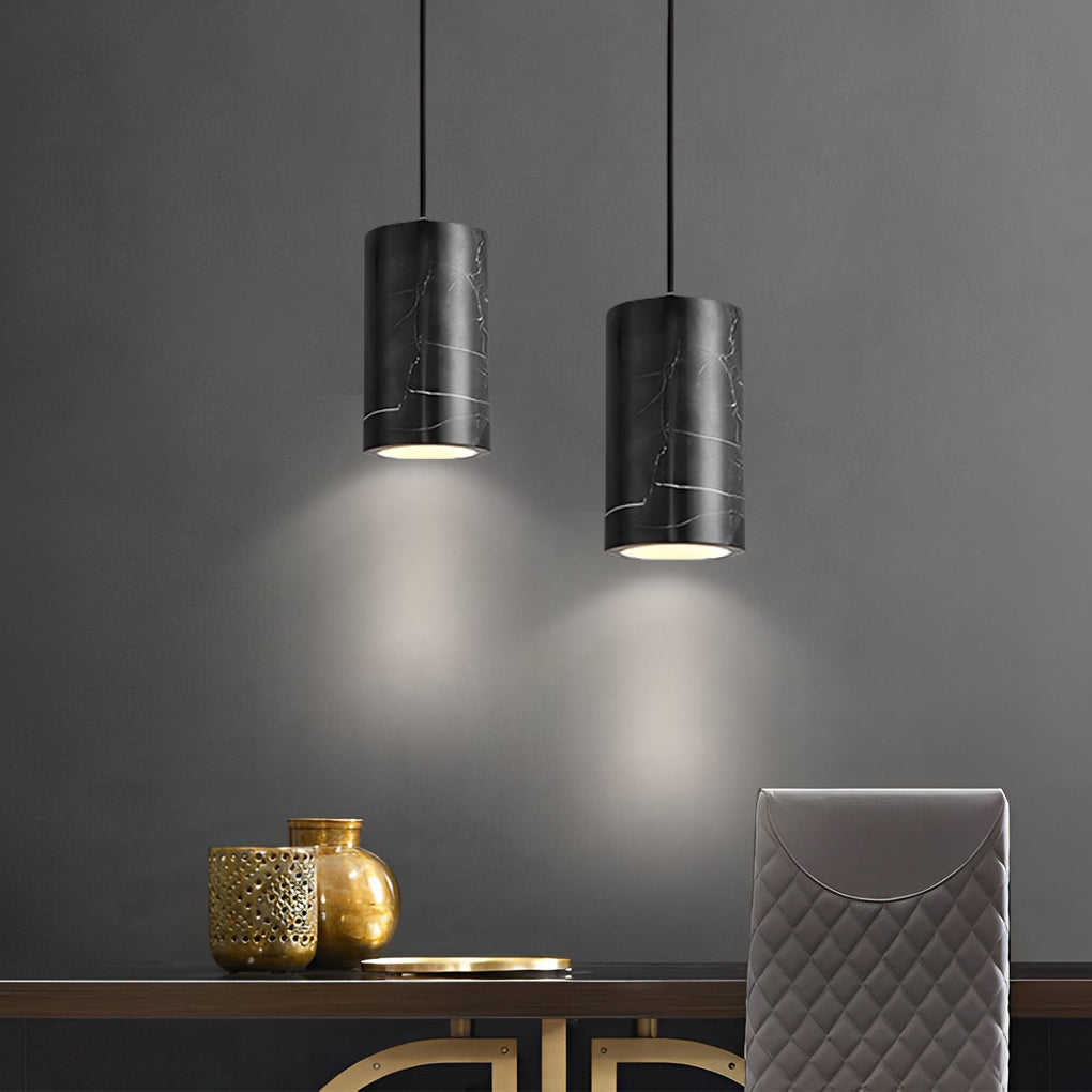 Modern Nordic Marble Cylinder Pendant Light with 3 Step Dimming for Kitchen Island