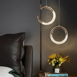 Modern Nordic Moon Ring LED Gold Pendant Light Small Chandelier for Bedside and Living Room