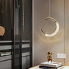 Modern Nordic Moon Ring LED Gold Pendant Light Small Chandelier for Bedside and Living Room