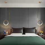 Modern Nordic Moon Ring LED Gold Pendant Light Small Chandelier for Bedside and Living Room