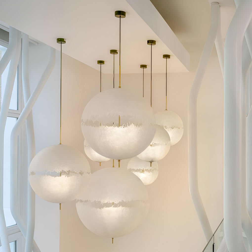 Modern Nordic Moon Shaped LED Chandelier White Resin Pendant Light Fixture