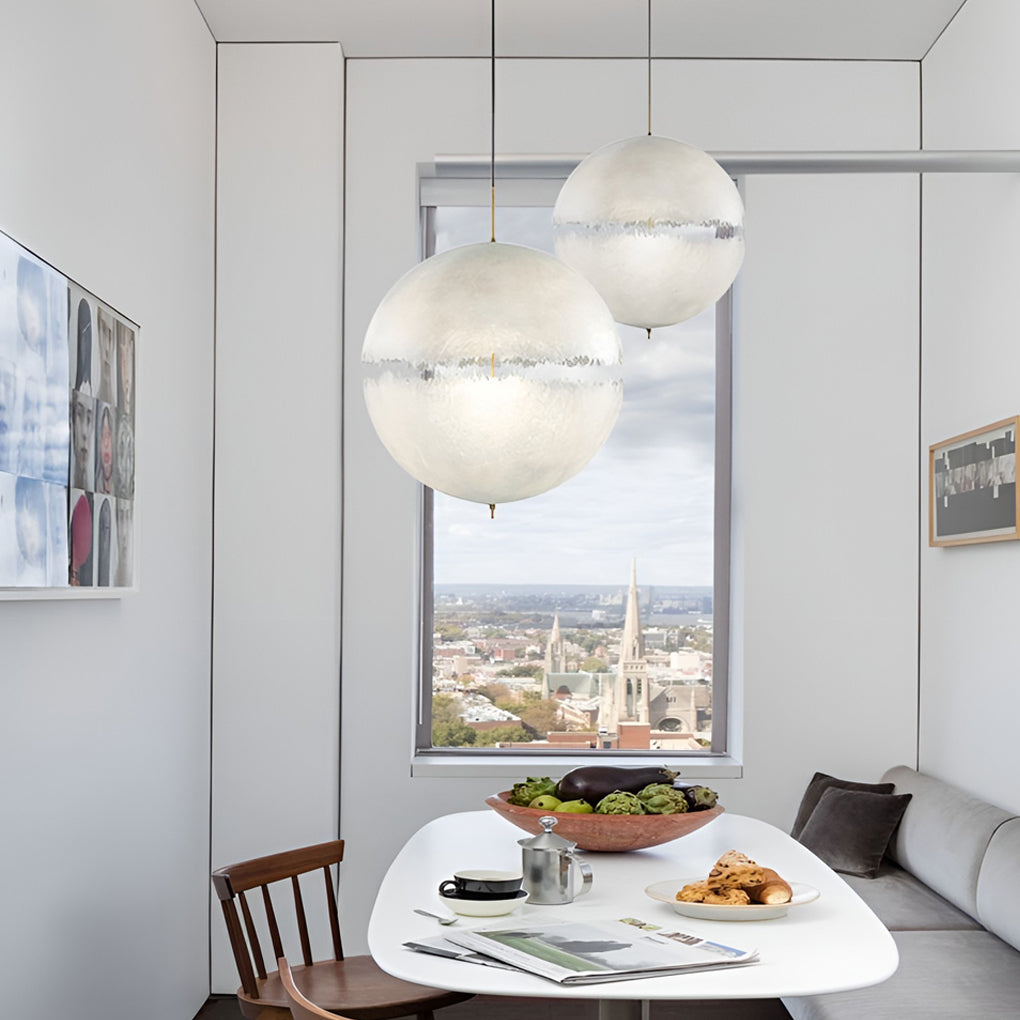 Modern Nordic Moon Shaped LED Chandelier White Resin Pendant Light Fixture