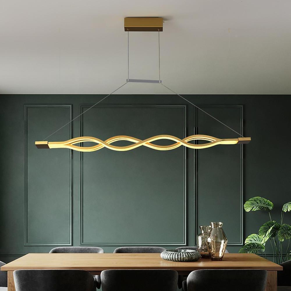 Modern Nordic Multiwave LED Pendant Light Linear Wave Chandelier for Dining Room