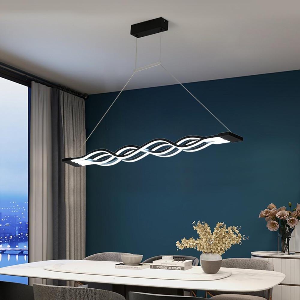 Modern Nordic Multiwave LED Pendant Light Linear Wave Chandelier for Dining Room