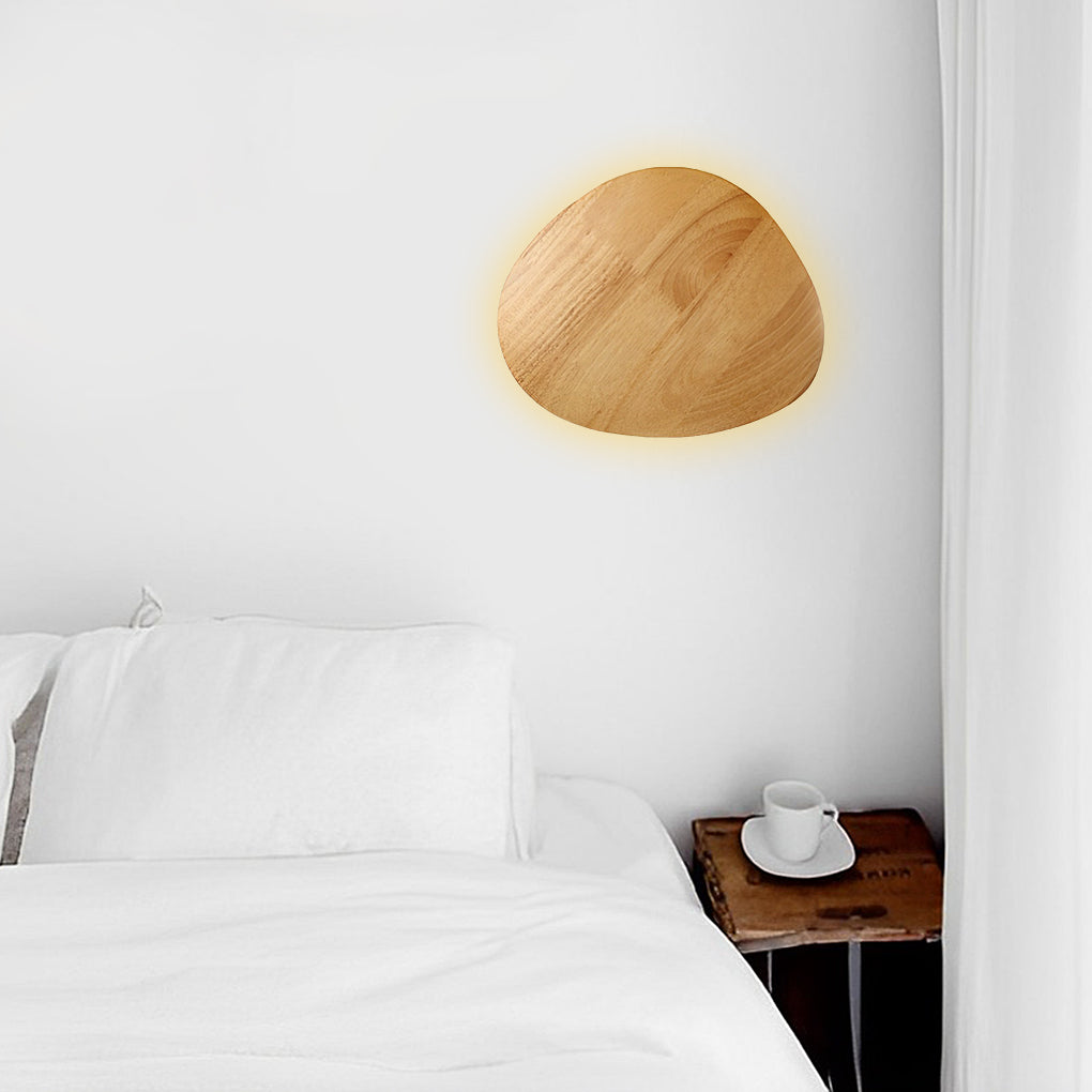Modern Nordic Oak Wood LED Wall Sconce Round and Oval Design Bedside Lamp for Home Decor