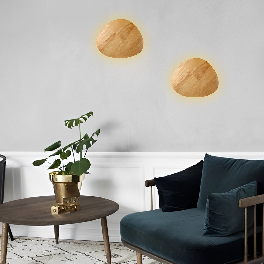 Modern Nordic Oak Wood LED Wall Sconce Round and Oval Design Bedside Lamp for Home Decor