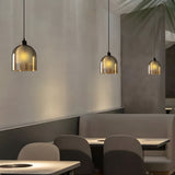 Modern Nordic Pendant Light with Double Glass Shade and Brown Wood Accents for Bedroom and Dining Room