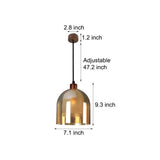 Modern Nordic Pendant Light with Double Glass Shade and Brown Wood Accents for Bedroom and Dining Room