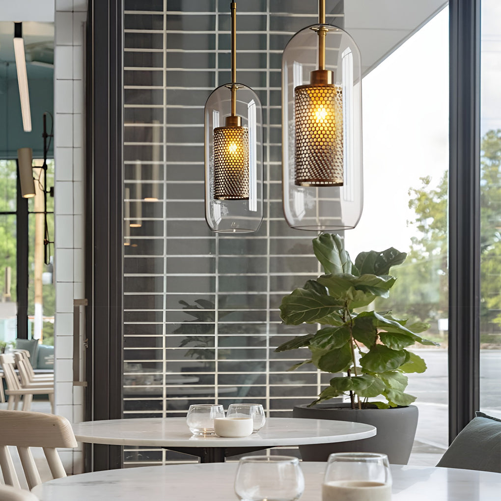 Modern Nordic Round Glass LED Pendant Light for Kitchen Island and Dining Room Decor